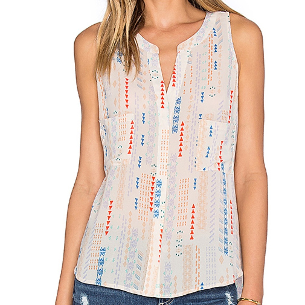 Sanctuary Aztec Tank Top Button up